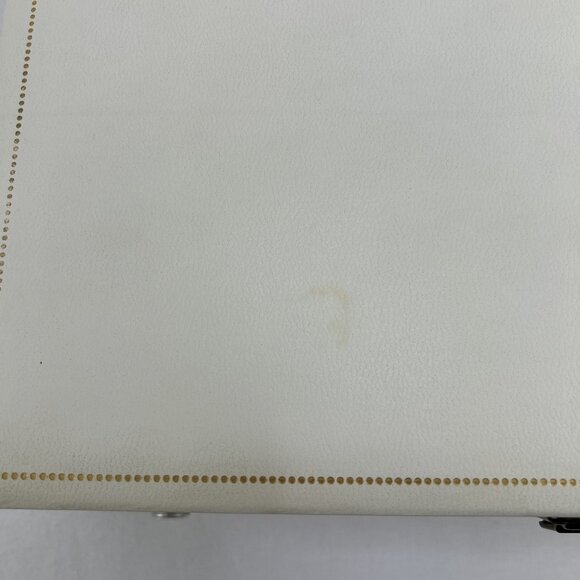 Vintage MCM Jewelry Box Cream Red Satin & Velvet Interior 3 Tier Made In Canada - Picture 12 of 16